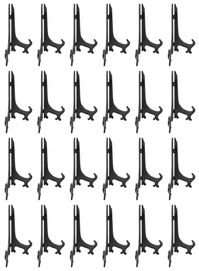Litoexpe 24 Pcs 3 Inch Black Plastic Easels Plate, Picture Frame Stand Holder Acrylic Display Easels, Baseball Card Display Stand - Image 1